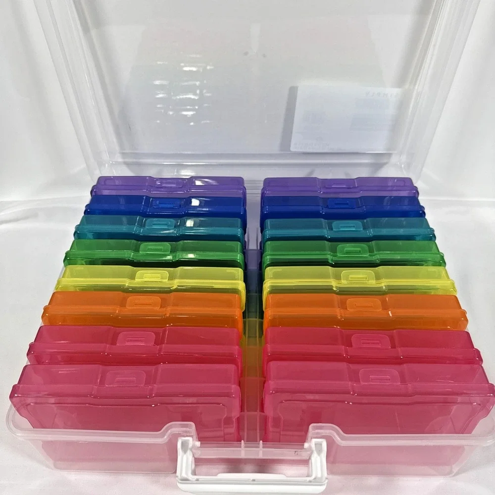 Simply Tidy Craft Storage Case 16 Inner Containers Rainbow Multicolored 4x6 Case